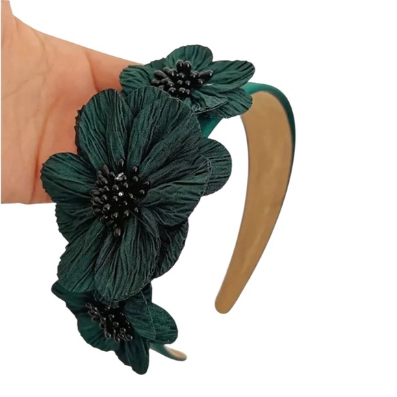 Accessories - Green Floral Headband